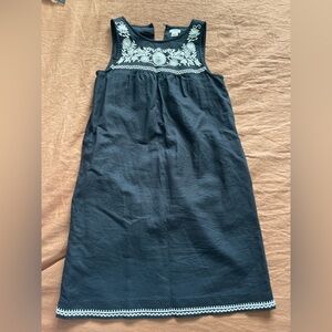 J. Crew Black Dress with White Embroidery